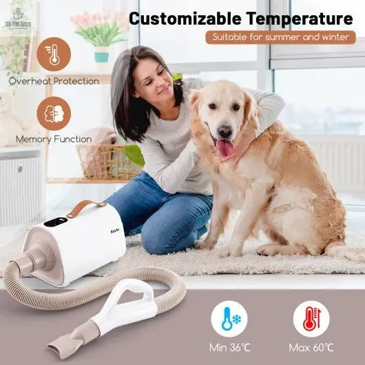 Dog Cat Hair Blower with Negative Ion Function and Adjustable Temperature - Cool Brand Designs