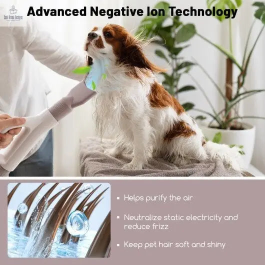 Dog Cat Hair Blower with Negative Ion Function and Adjustable Temperature - Cool Brand Designs