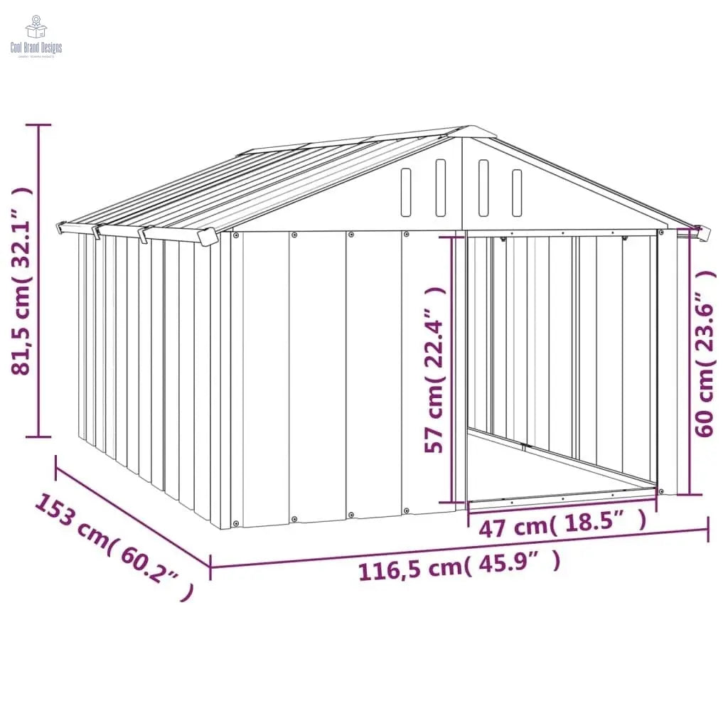 Dog House Gray 45.9"x60.2"x32.1" Galvanized Steel - Cool Brand Designs