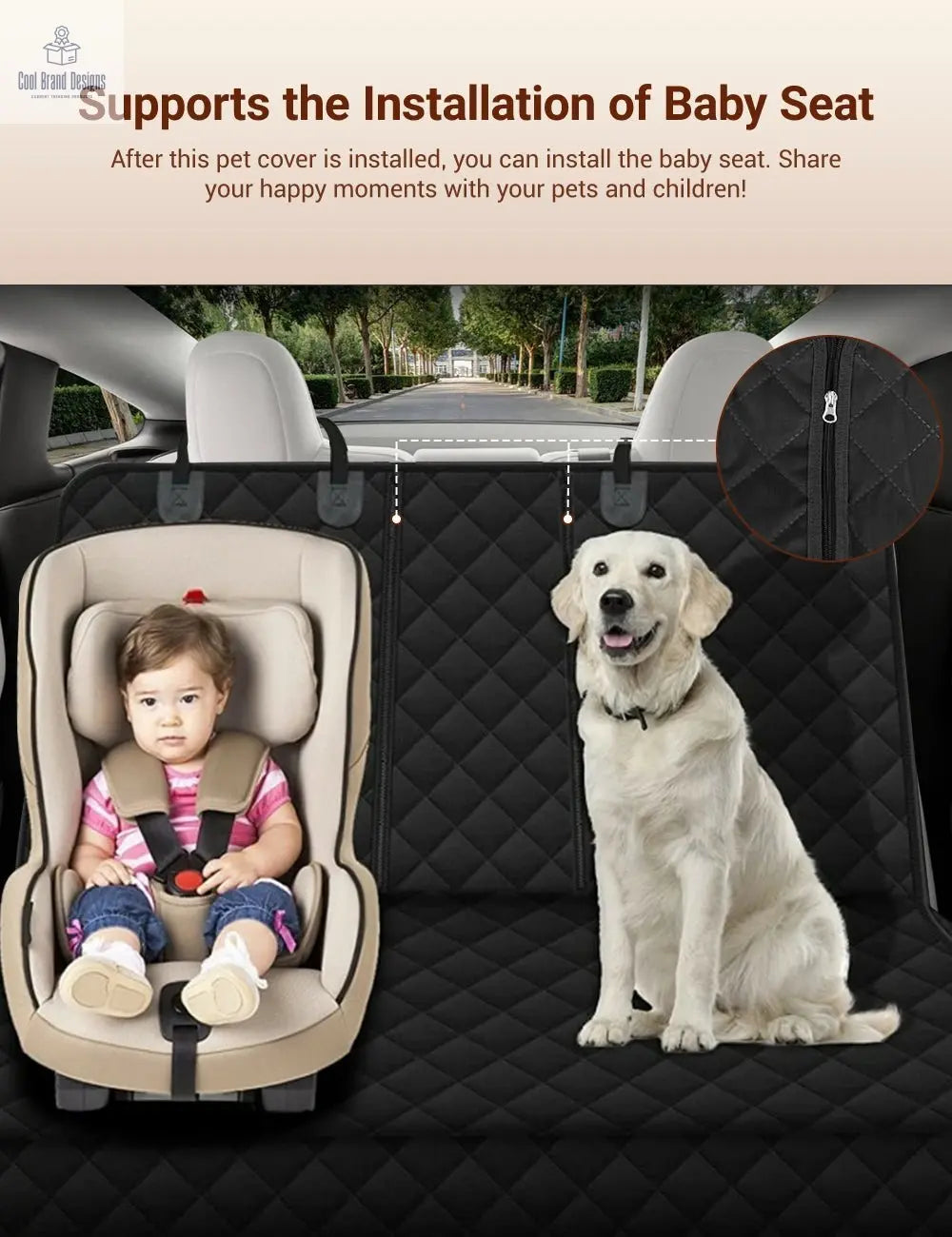 Dog Seat Cover With Double Zipper for Model 3/Y/S/X/Cybertruck - Cool Brand Designs