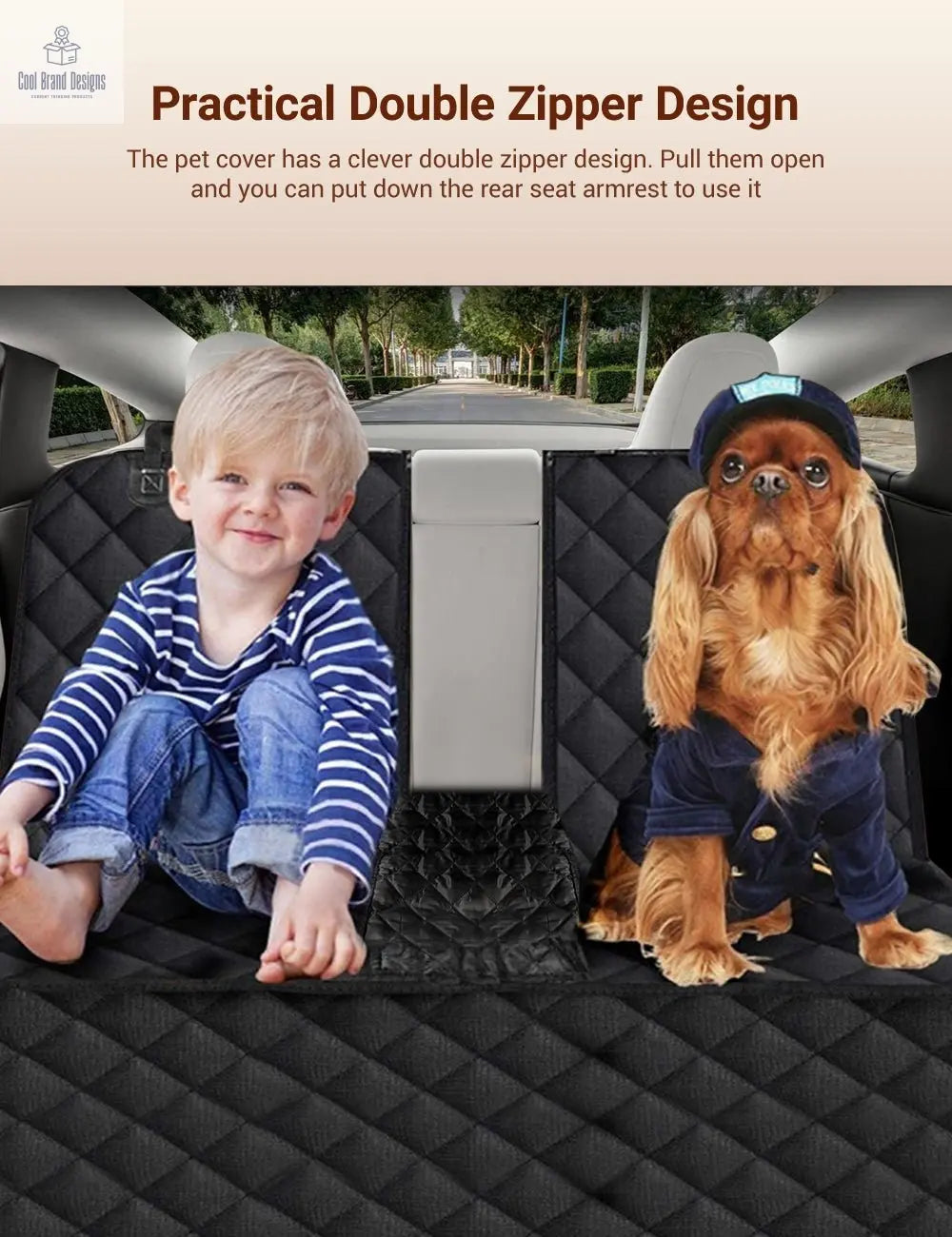 Dog Seat Cover With Double Zipper for Model 3/Y/S/X/Cybertruck - Cool Brand Designs