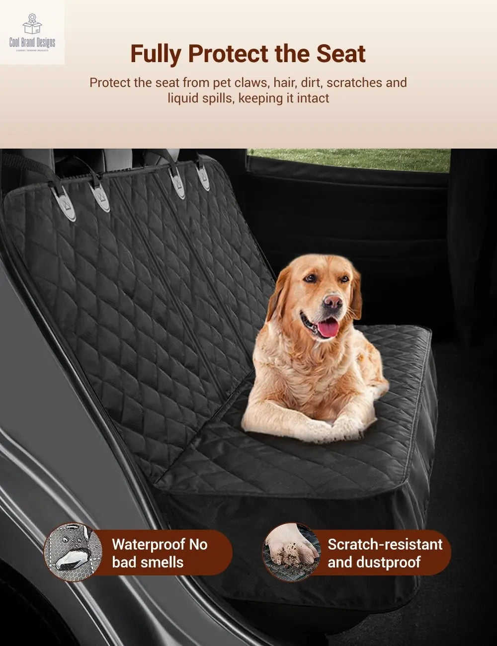 Dog Seat Cover With Double Zipper for Model 3/Y/S/X/Cybertruck - Cool Brand Designs