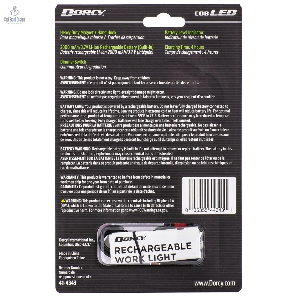 Dorcy 41 - 4343 450 - Lumen Flex COB Rechargeable Work Light and LED Tip Inspection Flashlight - Cool Brand Designs