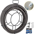 Drain Cleaning Cable 100 FT x 3/8 Inch, Solid Core Steel Sewer Cable with 4 Cutter for 2" to 4" Pipes, Sewer Auger Cleaner Cable for Sink, Floor Drain, Toilet - Cool Brand Designs