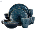 Elama  Deep Sea Mozaic 16 Piece Luxurious Stoneware Dinnerware with Complete Setting for 4 ELAMA