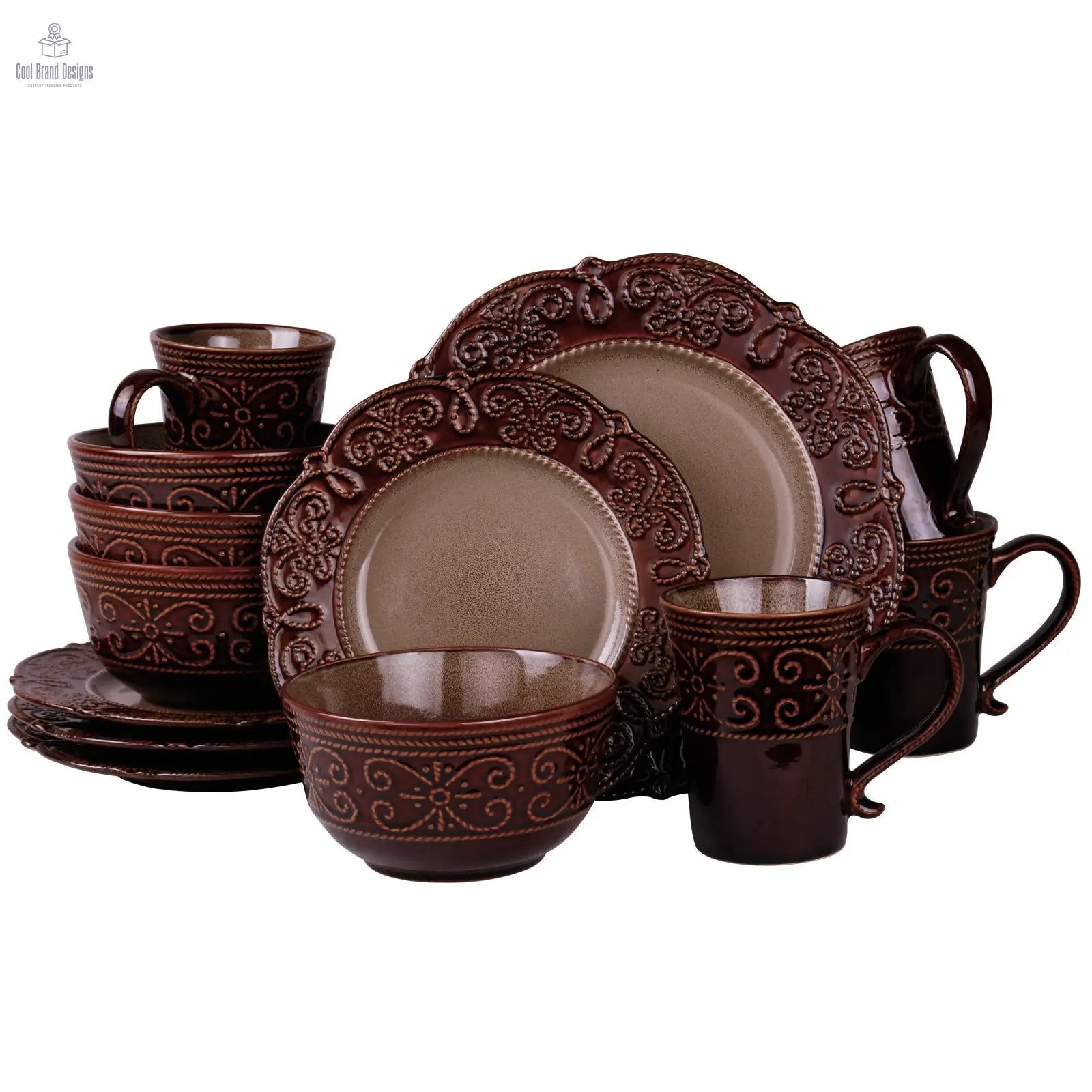 Elamas Salia 16 Piece Stoneware Dinnerware Set - Cool Brand Designs