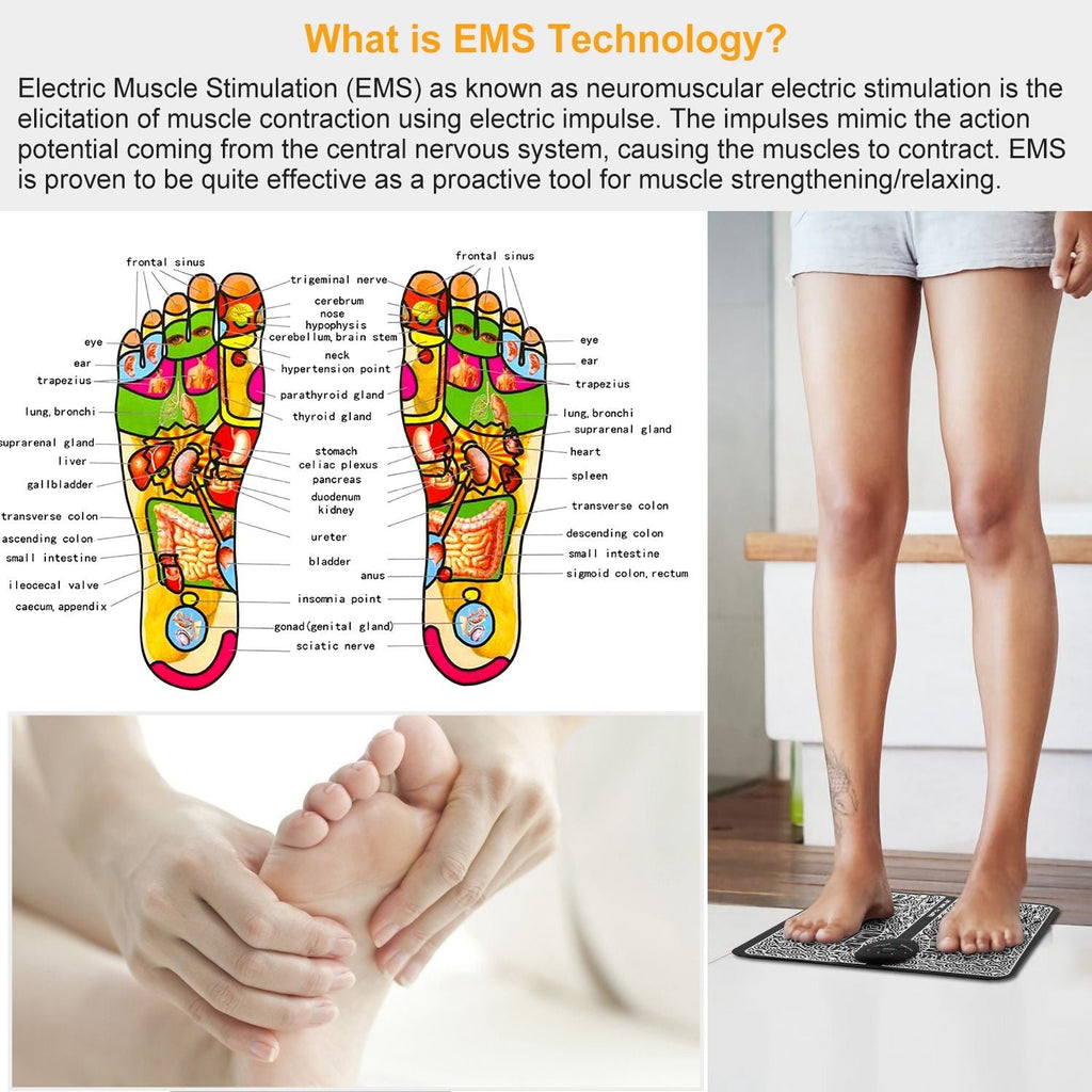 EMS Foot Massage Pad Electric Stimulator Massager Unit Leg Reshaping Muscle Pain Relax Foldable Massage Mat - Cool Brand Designs