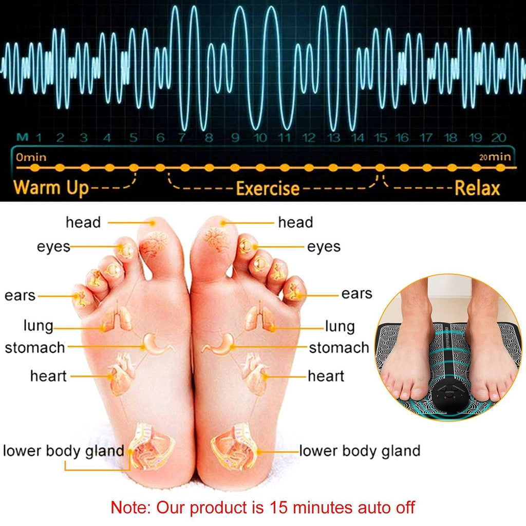 EMS Foot Massage Pad Electric Stimulator Massager Unit Leg Reshaping Muscle Pain Relax Foldable Massage Mat - Cool Brand Designs