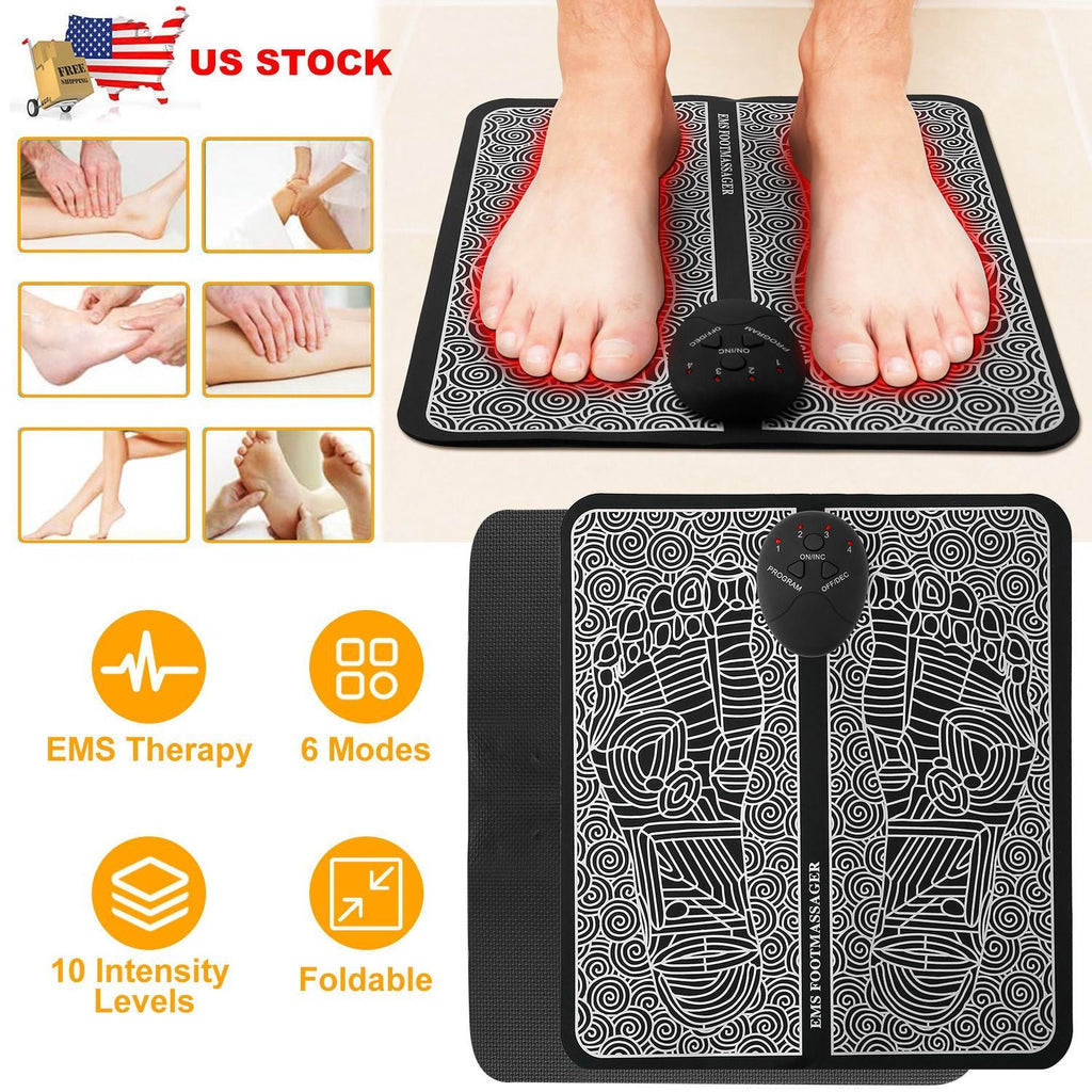 EMS Foot Massage Pad Electric Stimulator Massager Unit Leg Reshaping Muscle Pain Relax Foldable Massage Mat - Cool Brand Designs