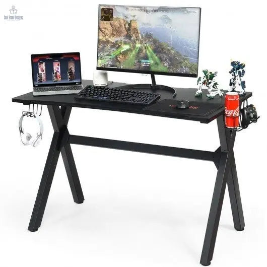 Ergonomic Gaming Desk with Mousepad and Cup Headphone Holder - Cool Brand Designs