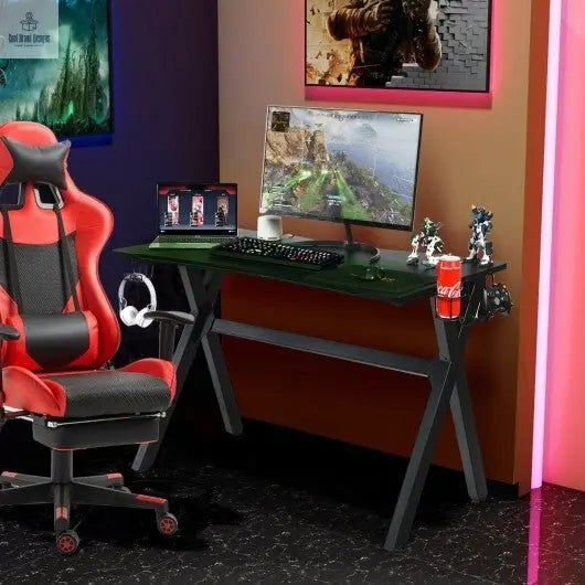 Ergonomic Gaming Desk with Mousepad and Cup Headphone Holder - Cool Brand Designs