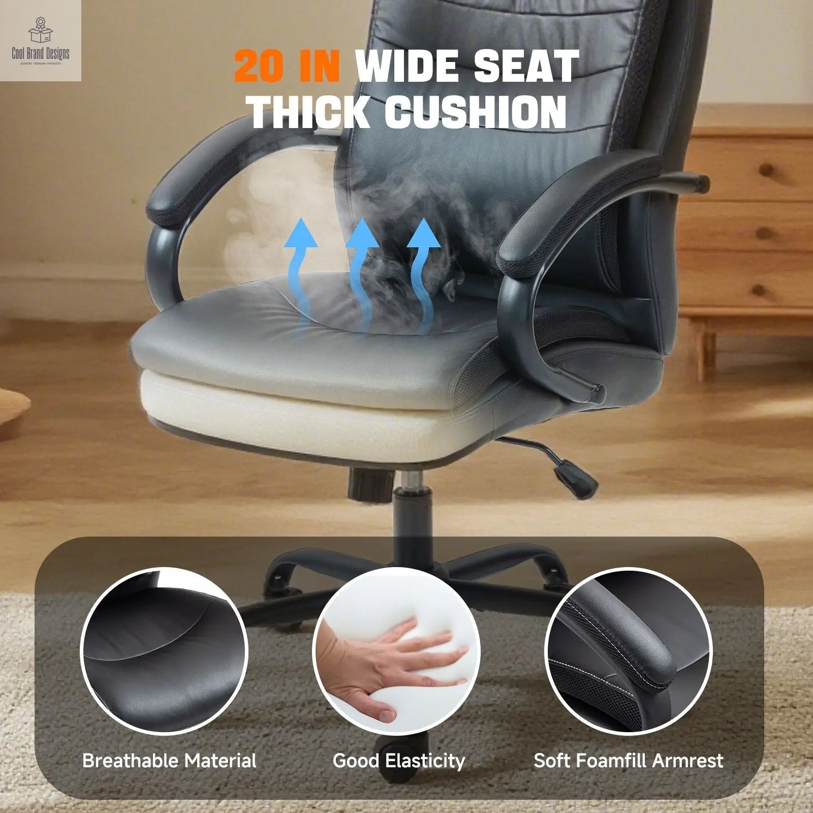 Ergonomic Upholstered Swivel Office Executive Chair with Extra Padding 9131HJ - Cool Brand Designs