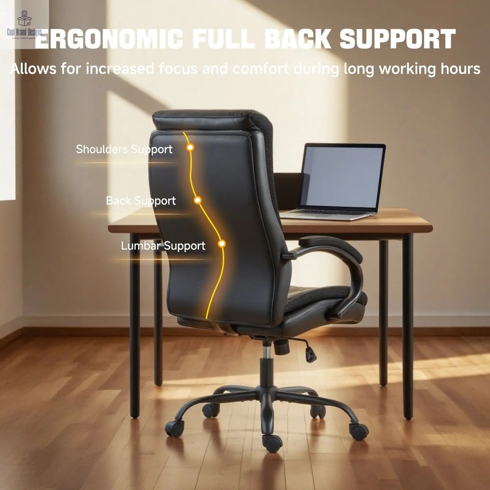 Ergonomic Upholstered Swivel Office Executive Chair with Extra Padding 9131HJ - Cool Brand Designs