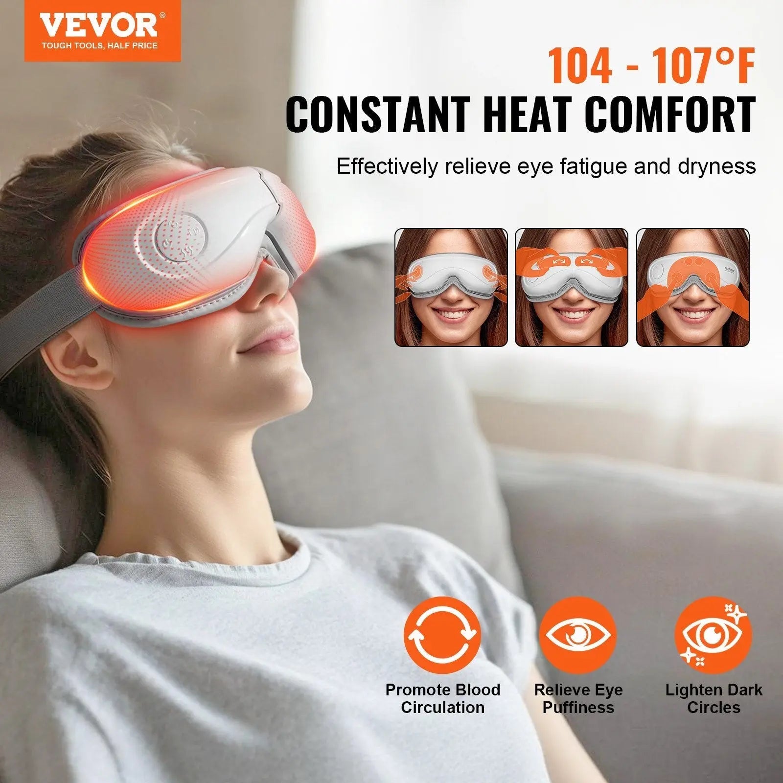 Eye Massager with Heat & Remote, Heated Eye Massage Mask with 5 Modes and Bluetooth Music, 180? Foldable Eye Care Massager for Eye Strain, Dry Eyes, Dark Circles, Ideal Gift for Mom/Dad, Black - Cool Brand Designs