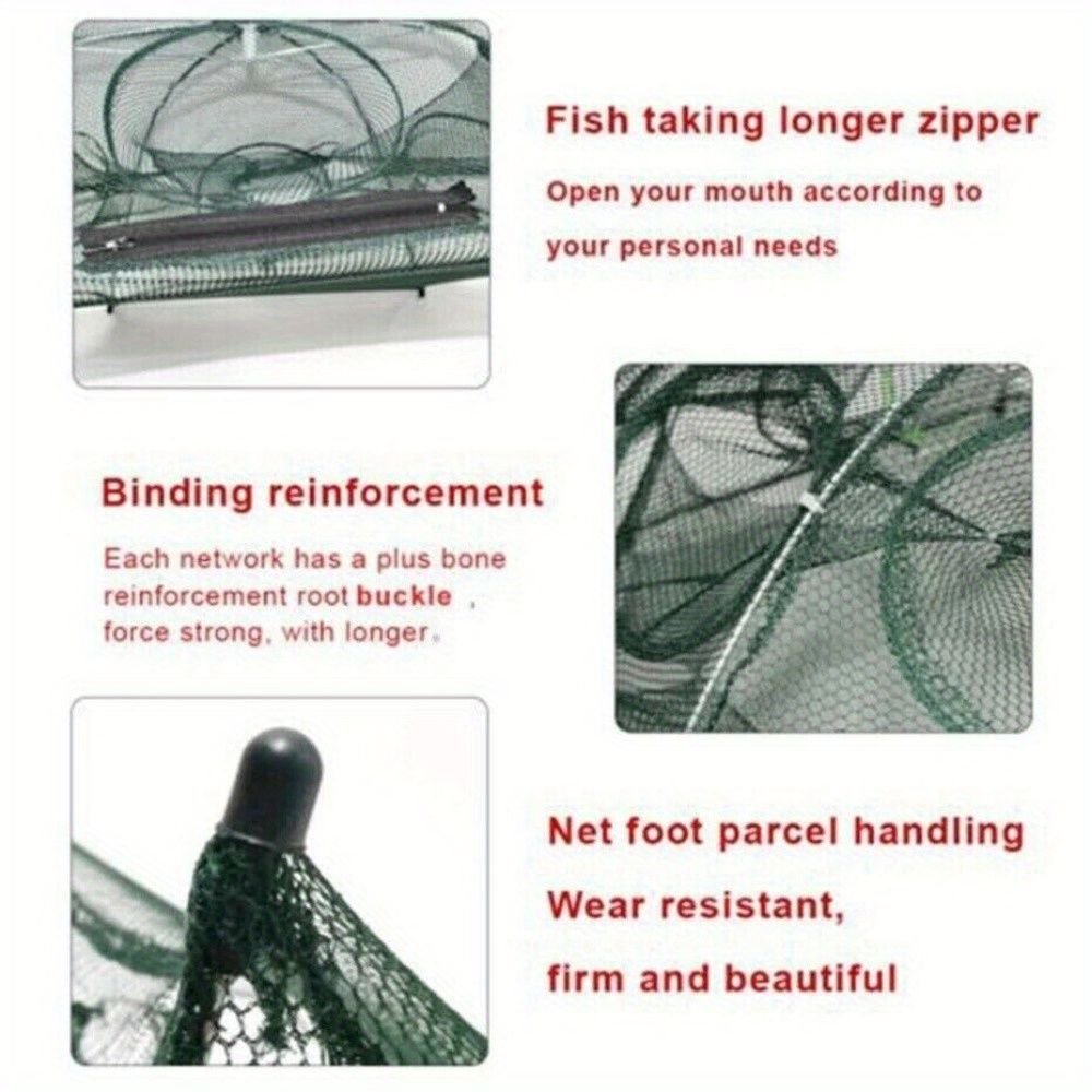 Fishing Bait Trap Crab Net Crawdad Shrimp Cast Dip Cage Fish Minnow Foldable - Cool Brand Designs