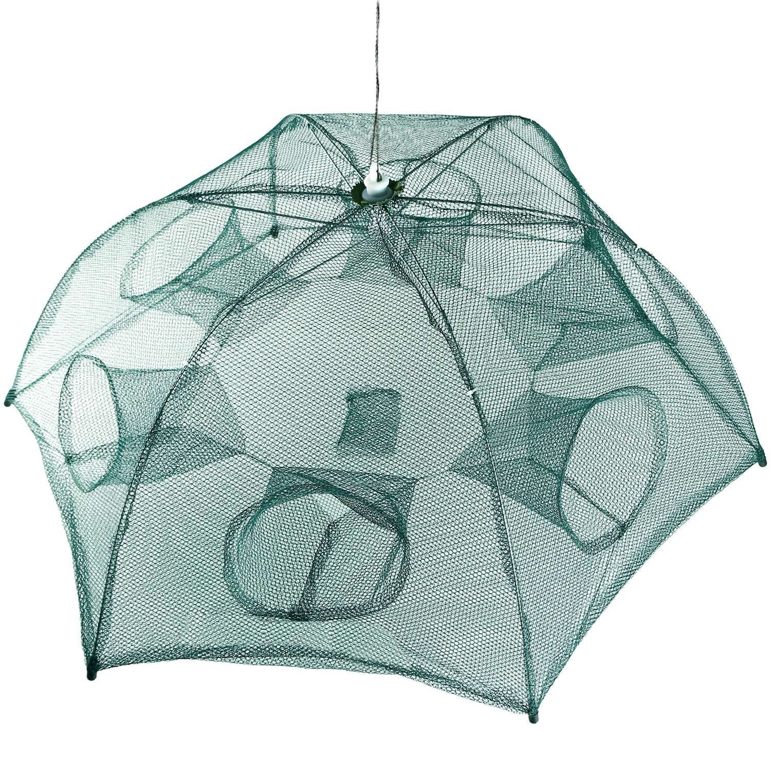 Fishing Trap Net Portable Folded Fishing Bait Trap Shrimp Minnow Crab Bait Net 6 Sides 6 Holes Crayfish Cast Mesh Trap Automatic - Cool Brand Designs