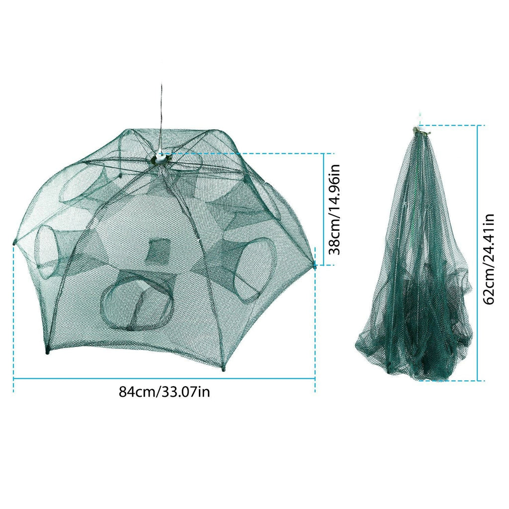 Fishing Trap Net Portable Folded Fishing Bait Trap Shrimp Minnow Crab Bait Net 6 Sides 6 Holes Crayfish Cast Mesh Trap Automatic - Cool Brand Designs