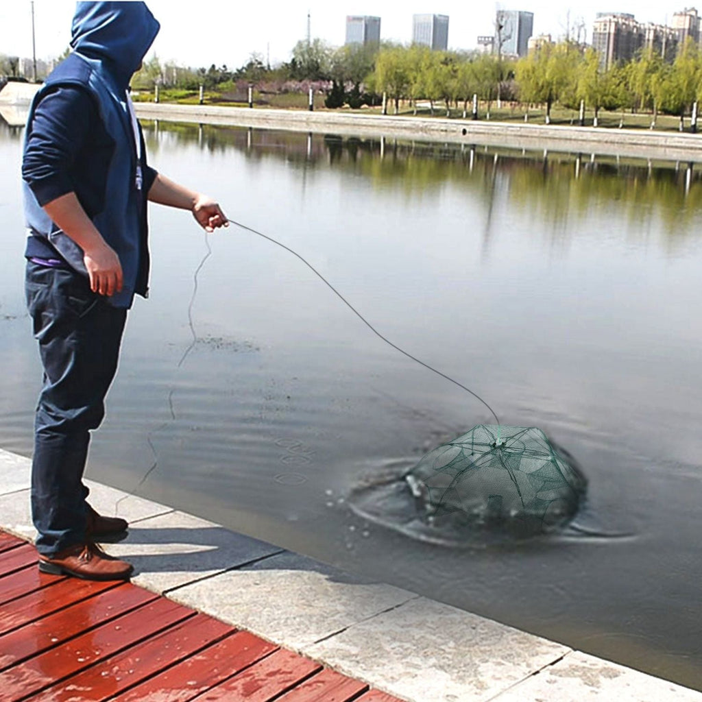 Fishing Trap Net Portable Folded Fishing Bait Trap Shrimp Minnow Crab Bait Net 6 Sides 6 Holes Crayfish Cast Mesh Trap Automatic - Cool Brand Designs