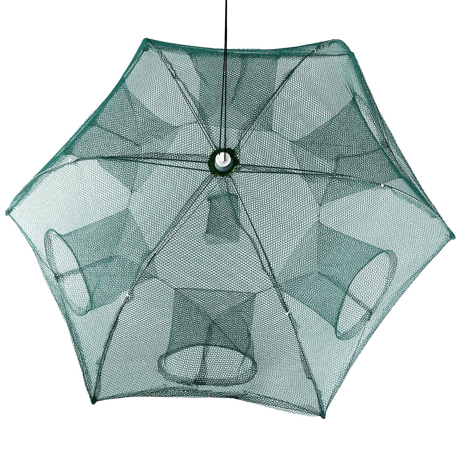 Fishing Trap Net Portable Folded Fishing Bait Trap Shrimp Minnow Crab Bait Net 6 Sides 6 Holes Crayfish Cast Mesh Trap Automatic - Cool Brand Designs