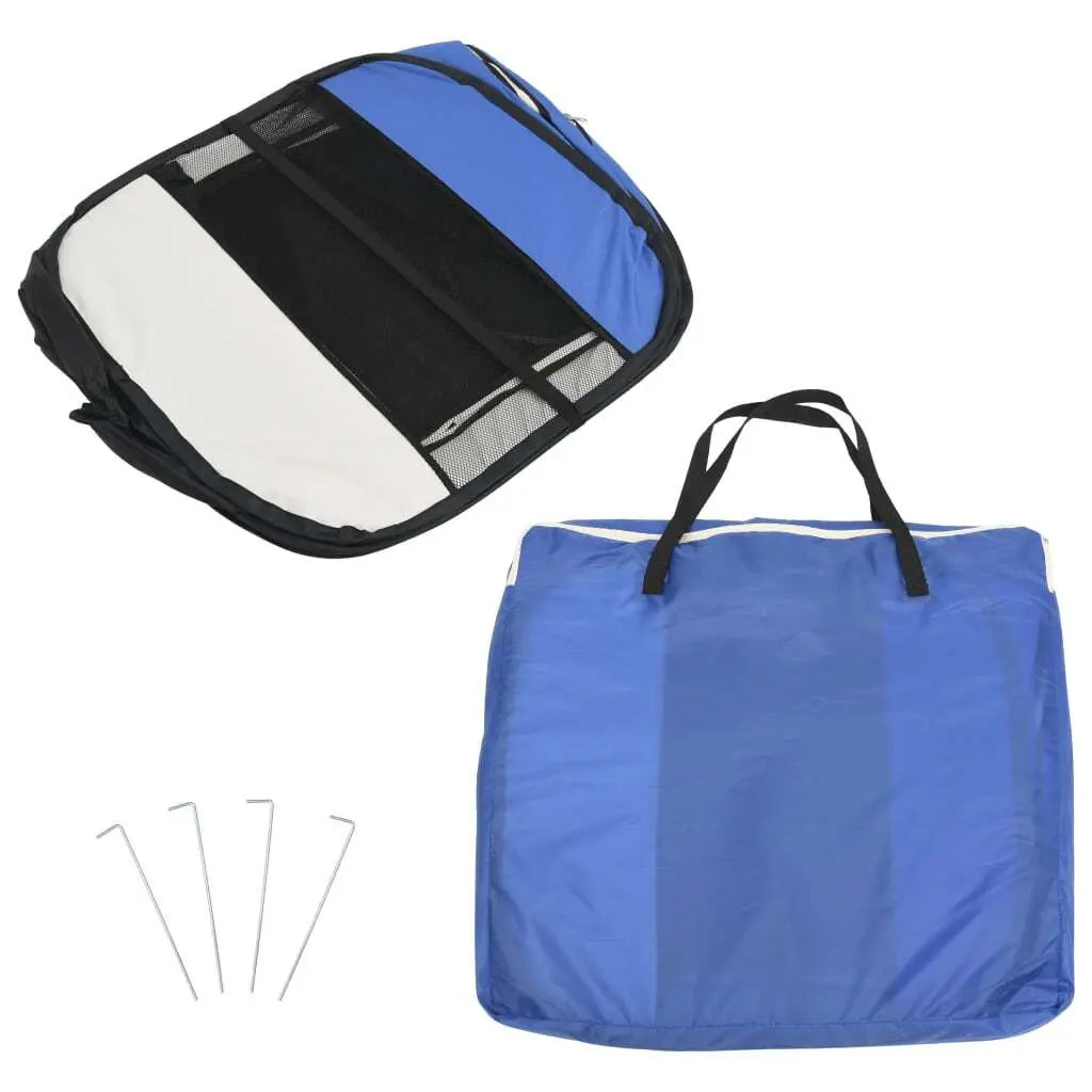 Foldable Dog Playpen with Carrying Bag Blue 43.3"x43.3"x22.8" - Cool Brand Designs