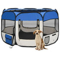 Foldable Dog Playpen with Carrying Bag Blue 43.3"x43.3"x22.8" - Cool Brand Designs
