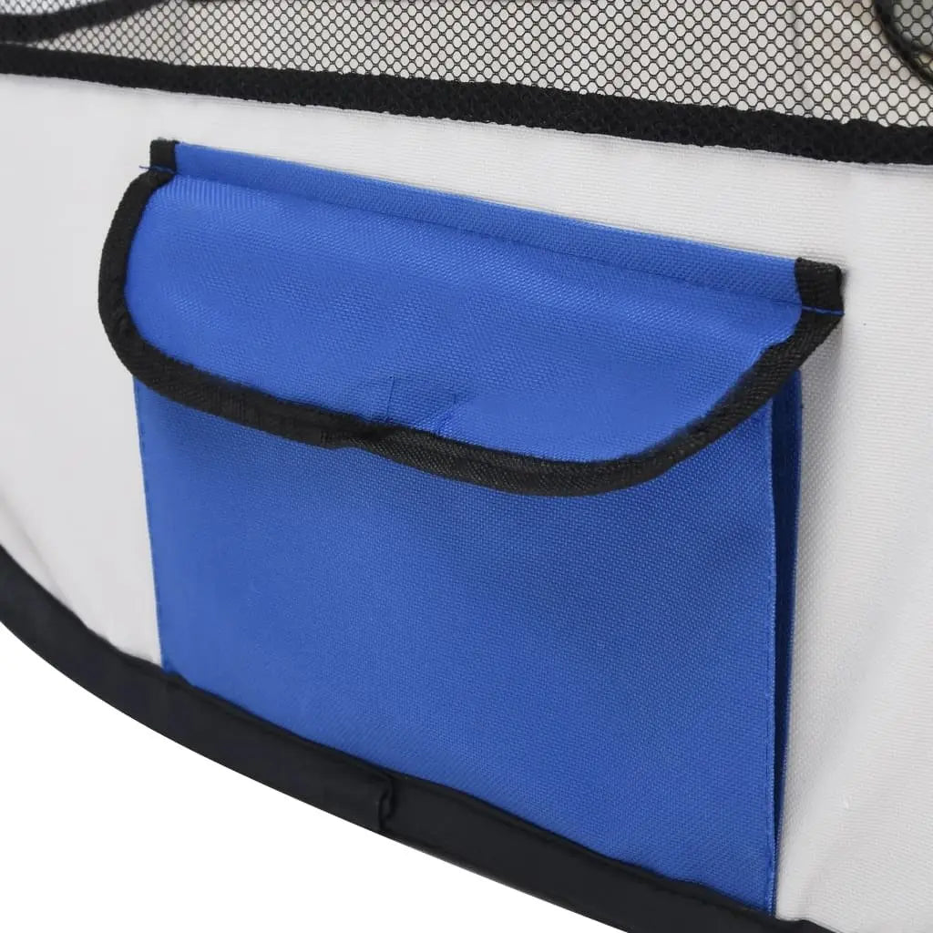 Foldable Dog Playpen with Carrying Bag Blue 43.3"x43.3"x22.8" - Cool Brand Designs