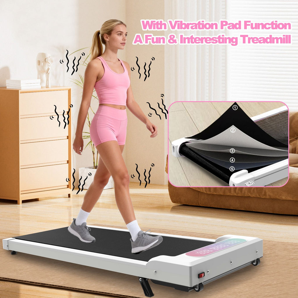 Foldable Treadmill with Handle Bar & Incline, 2 in 1 Upgrade Portable Under Desk Walking Pad and Vibration Pad with Remote Control for Home Office Small Spaces - Cool Brand Designs