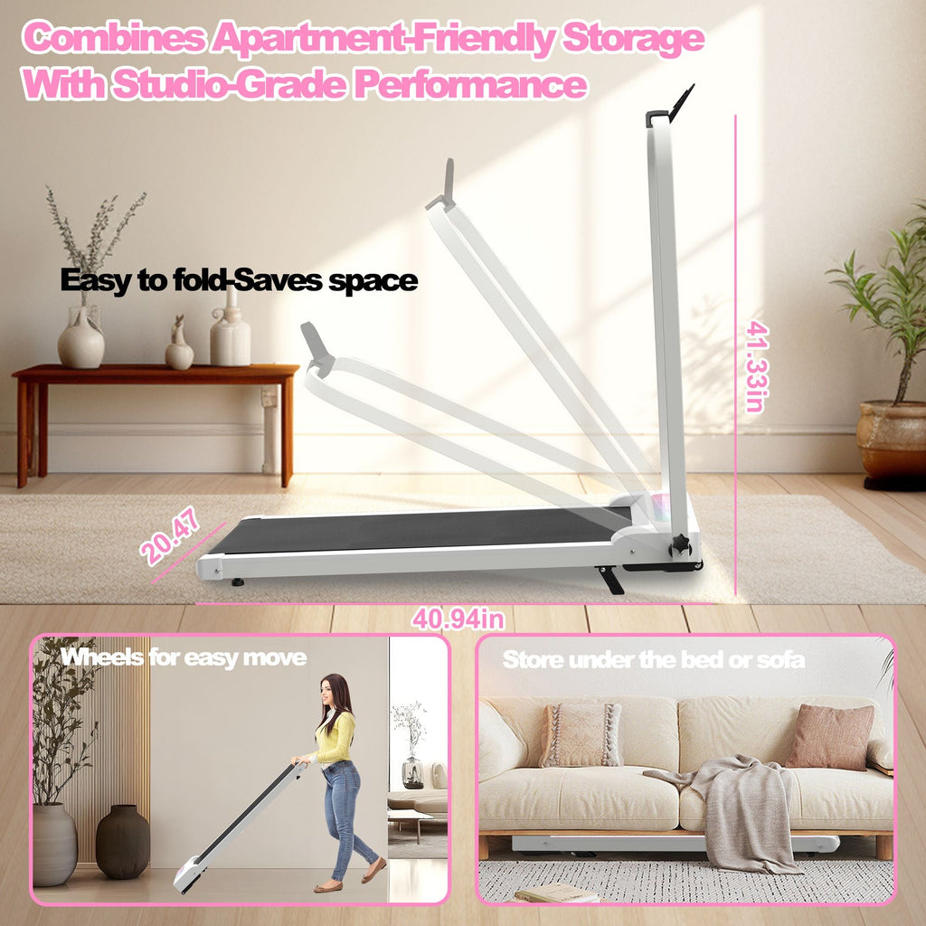Foldable Treadmill with Handle Bar & Incline, 2 in 1 Upgrade Portable Under Desk Walking Pad and Vibration Pad with Remote Control for Home Office Small Spaces - Cool Brand Designs