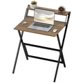 Folding Computer Desk, 27.6" Foldable Desk with Monitor Shelf for Small Space, Home Office, Study, Easy Assembly, Walnut - Cool Brand Designs
