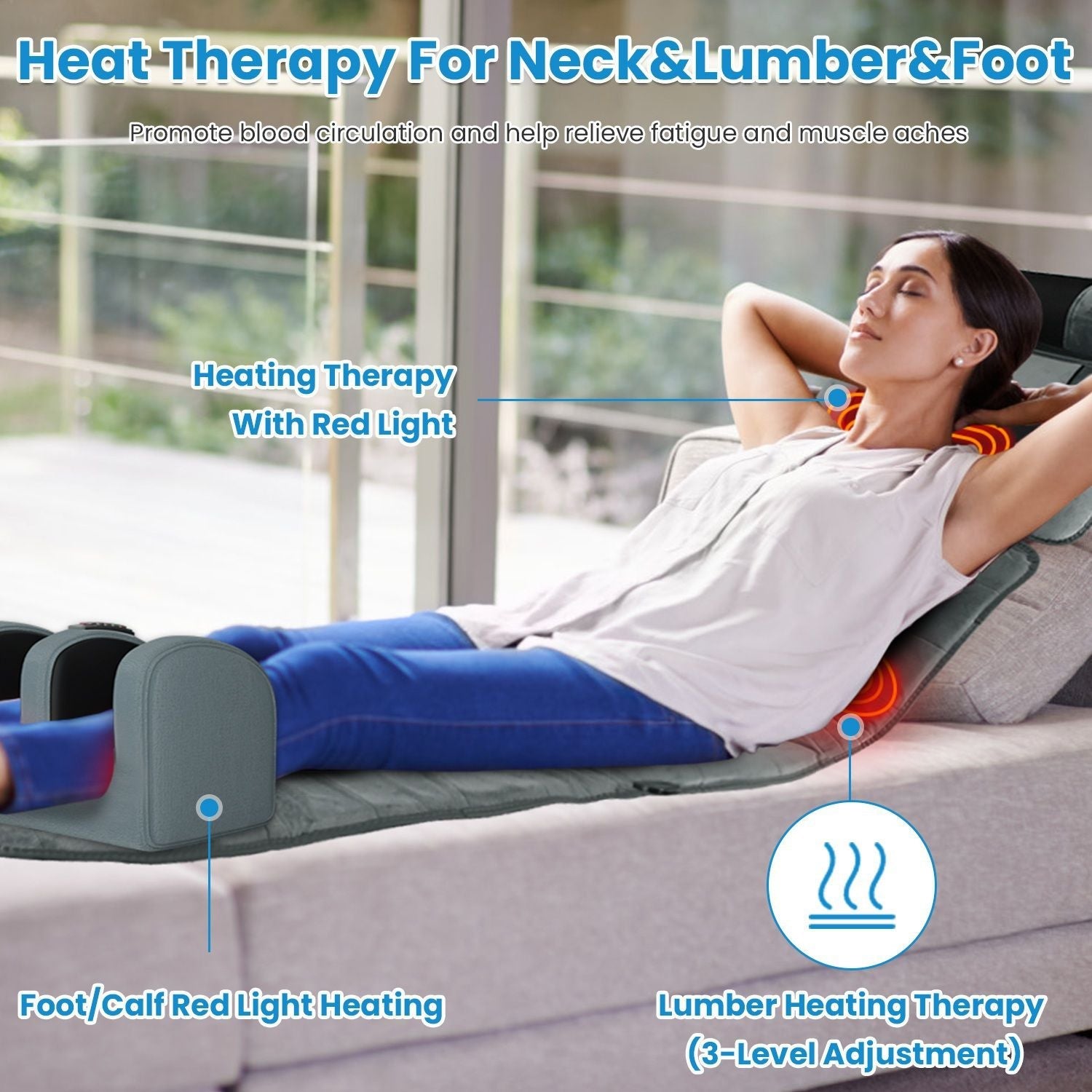 Full Body Electric Massage Mat Heating Vibration Massage Pad Cushion Back Massage Mattress Chair Pad with Neck Foot Massage Head Pillow and Cloth Lumbar Pillow Timer Anti-Slip Bottom Earplugs - Cool Brand Designs