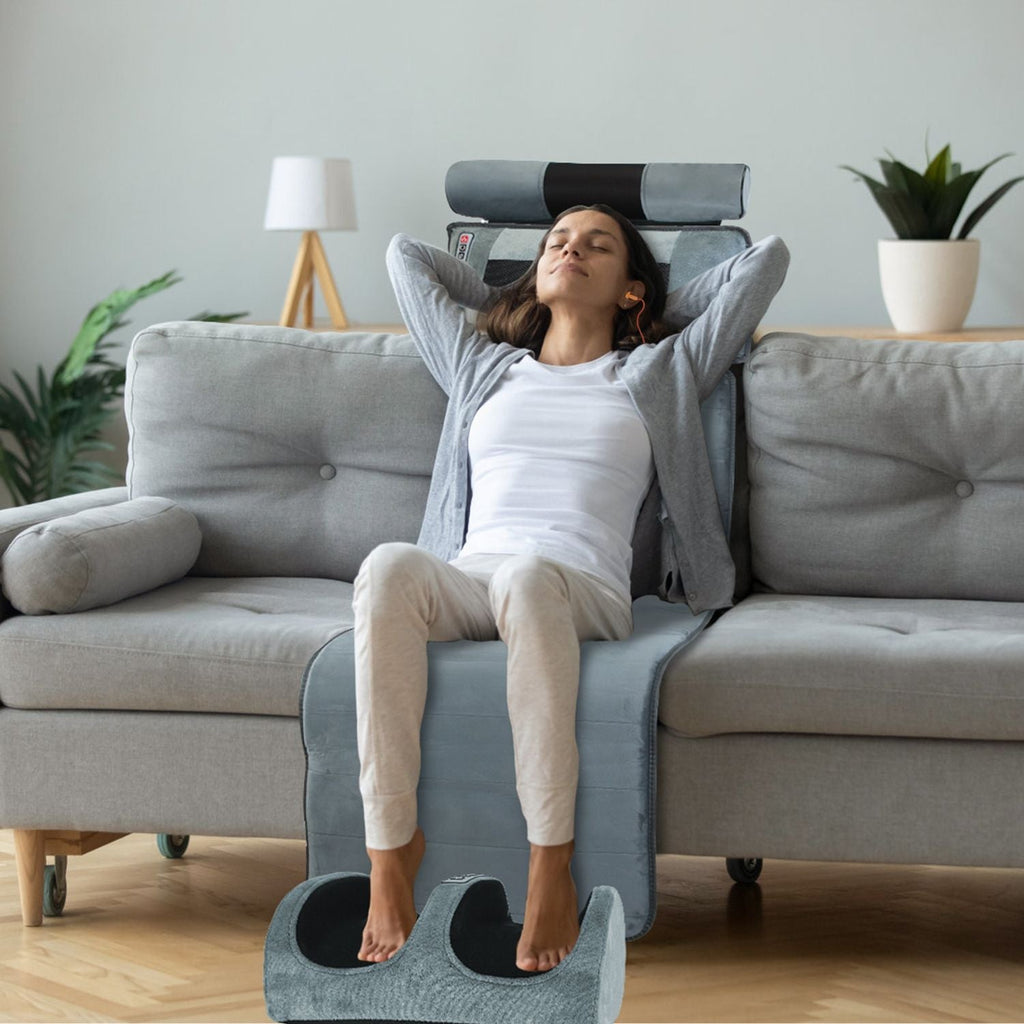 Full Body Electric Massage Mat Heating Vibration Massage Pad Cushion Back Massage Mattress Chair Pad with Neck Foot Massage Head Pillow and Cloth Lumbar Pillow Timer Anti-Slip Bottom Earplugs - Cool Brand Designs