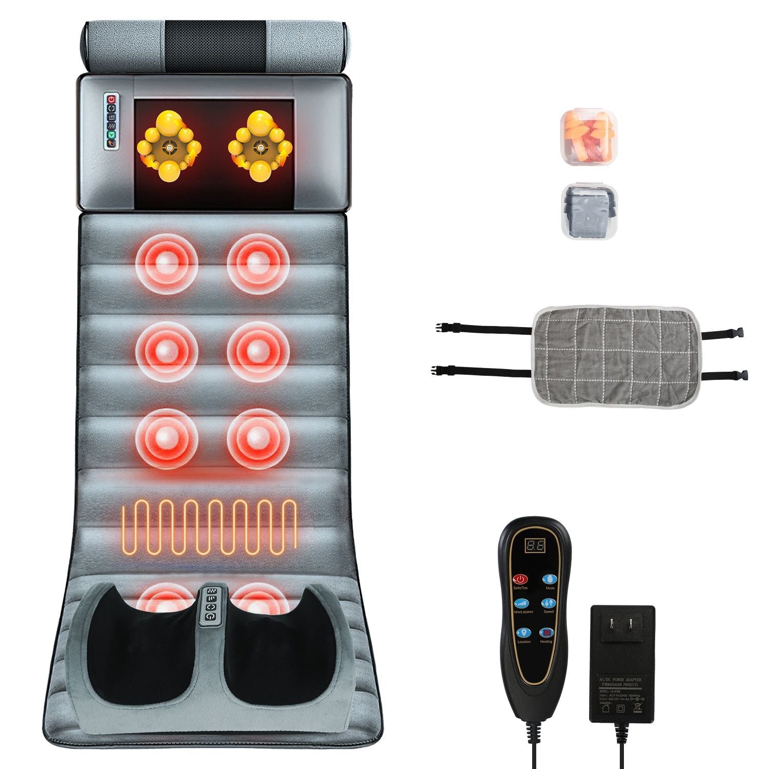 Full Body Electric Massage Mat Heating Vibration Massage Pad Cushion Back Massage Mattress Chair Pad with Neck Foot Massage Head Pillow and Cloth Lumbar Pillow Timer Anti-Slip Bottom Earplugs - Cool Brand Designs