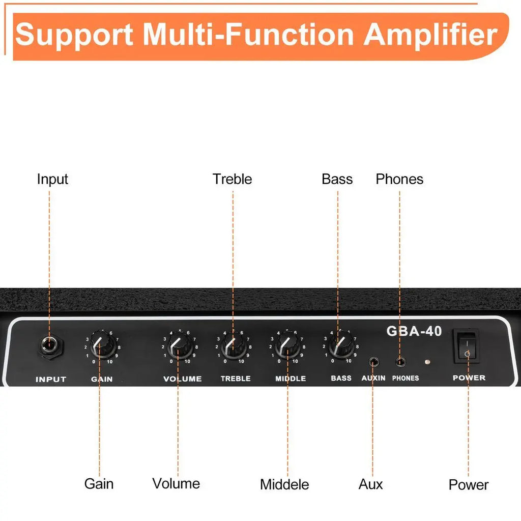 Glarry 40W GBA-40 Electric Bass Amplifier Black Cool Brand Designs