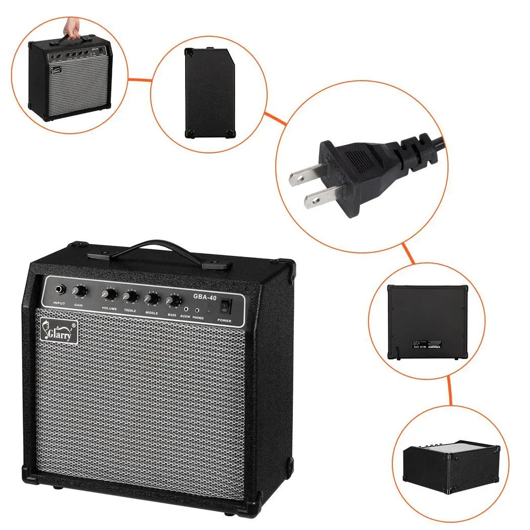 Glarry 40W GBA-40 Electric Bass Amplifier Black Cool Brand Designs