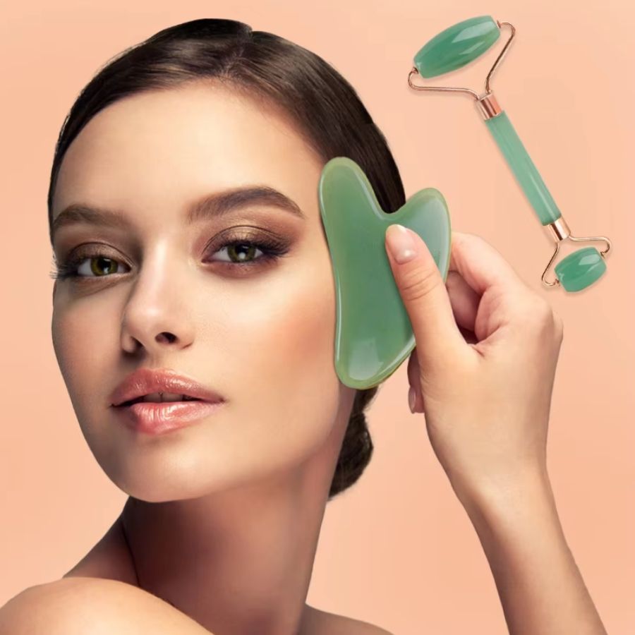 Gua Sha Board 2PCS Massage Stone for Facial Body Skincare Roller Scraping Massager Natural Resin Facial Lifting Scraper Neck Anti Wrinkle Massager Tool - Cool Brand Designs