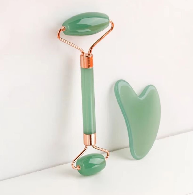 Gua Sha Board 2PCS Massage Stone for Facial Body Skincare Roller Scraping Massager Natural Resin Facial Lifting Scraper Neck Anti Wrinkle Massager Tool - Cool Brand Designs