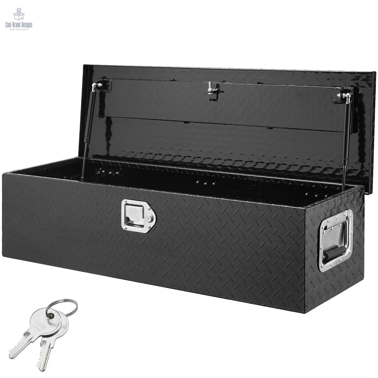 Heavy Duty Aluminum Truck Bed Tool Box, Diamond Plate Tool Box with Side Handle and Lock Keys, Storage Tool Box Chest Box Organizer for Pickup, Truck Bed, RV, Trailer, 39"x13"x10", Black VEVOR