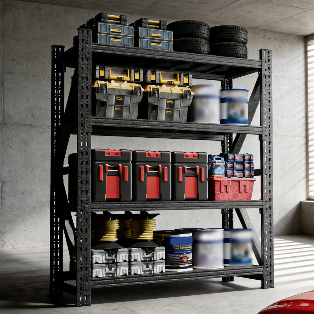 Heavy Duty Metal Adjustable Garage Shelves, 4000LBS Storage Rack (69"H x 59"W x 23.6"D) Industrial Shelving Unit for Warehouse, Black - Cool Brand Designs