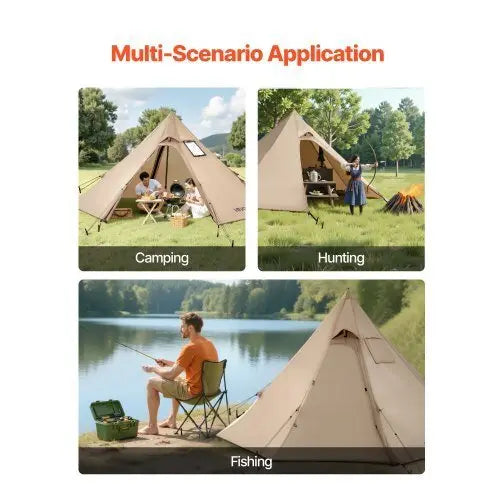 Hot Tent for 2 Persons, Portable Winter Tipi Tent with Stove Jack, Waterproof Camping Tents, Lightweight 4 Season Shelter Tents for Hiking Fishing Backpacking, S Size - Cool Brand Designs