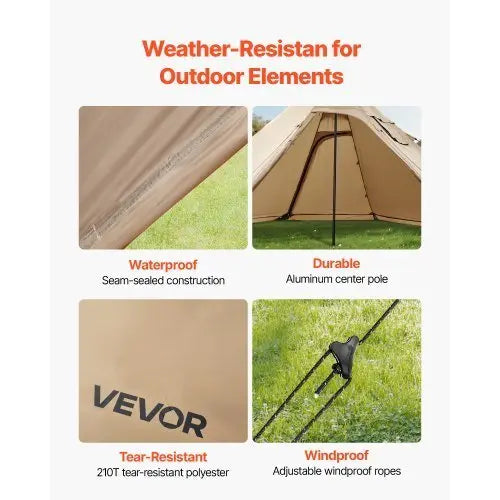 Hot Tent for 2 Persons, Portable Winter Tipi Tent with Stove Jack, Waterproof Camping Tents, Lightweight 4 Season Shelter Tents for Hiking Fishing Backpacking, S Size - Cool Brand Designs