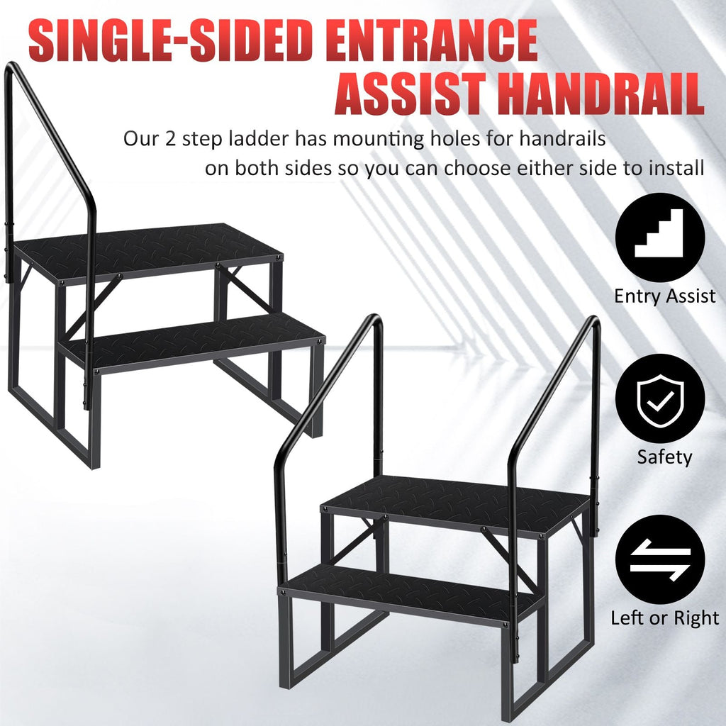 Hot Tub Steps Outdoor, RV Steps with Handrail, Portable RV Stairs 2/3/4/5 Step, Heavy Duty Truck Camper Steps Ladders for Travel Trailers, 5th Wheel, Motor Home, Spa, and Porch - Cool Brand Designs