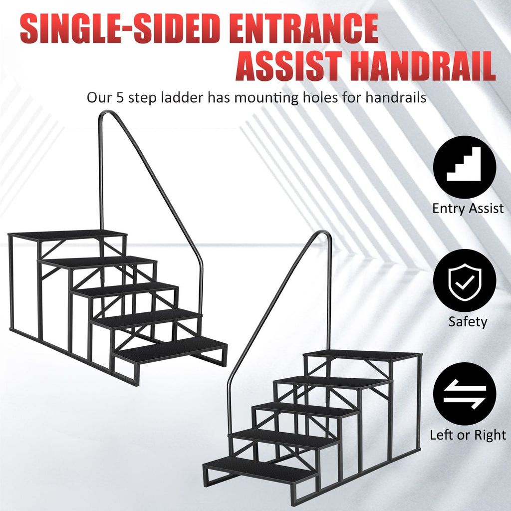 Hot Tub Steps Outdoor, RV Steps with Handrail, Portable RV Stairs 2/3/4/5 Step, Heavy Duty Truck Camper Steps Ladders for Travel Trailers, 5th Wheel, Motor Home, Spa, and Porch - Cool Brand Designs