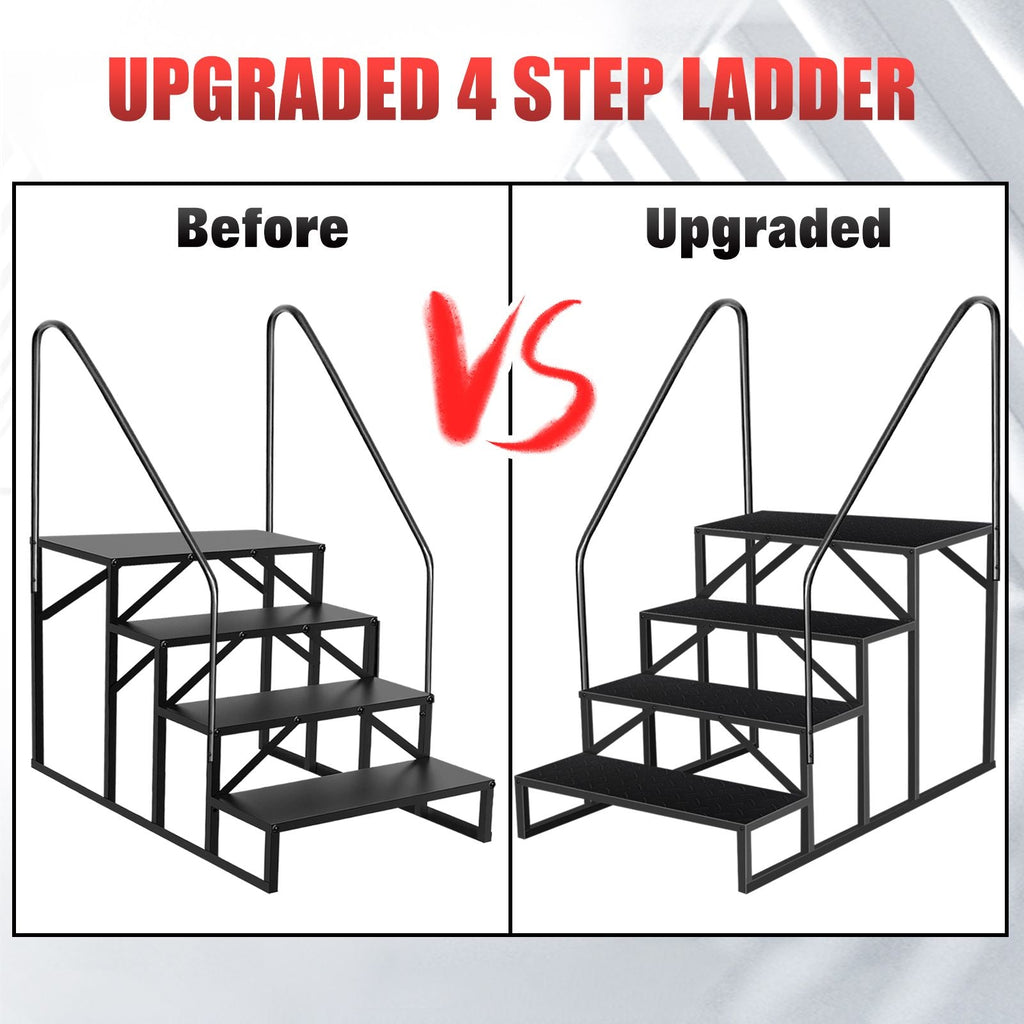 Hot Tub Steps Outdoor, RV Steps with Handrail, Portable RV Stairs 2/3/4/5 Step, Heavy Duty Truck Camper Steps Ladders for Travel Trailers, 5th Wheel, Motor Home, Spa, and Porch - Cool Brand Designs