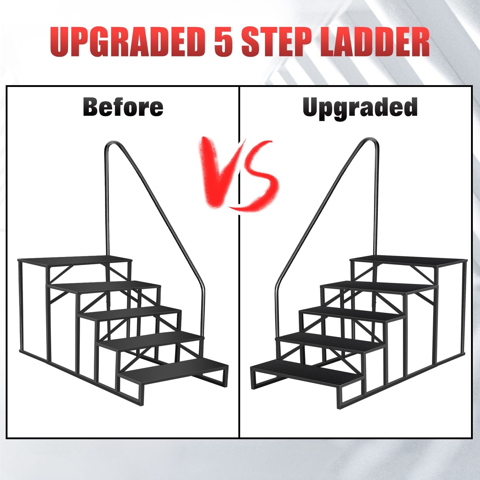 Hot Tub Steps Outdoor, RV Steps with Handrail, Portable RV Stairs 2/3/4/5 Step, Heavy Duty Truck Camper Steps Ladders for Travel Trailers, 5th Wheel, Motor Home, Spa, and Porch - Cool Brand Designs