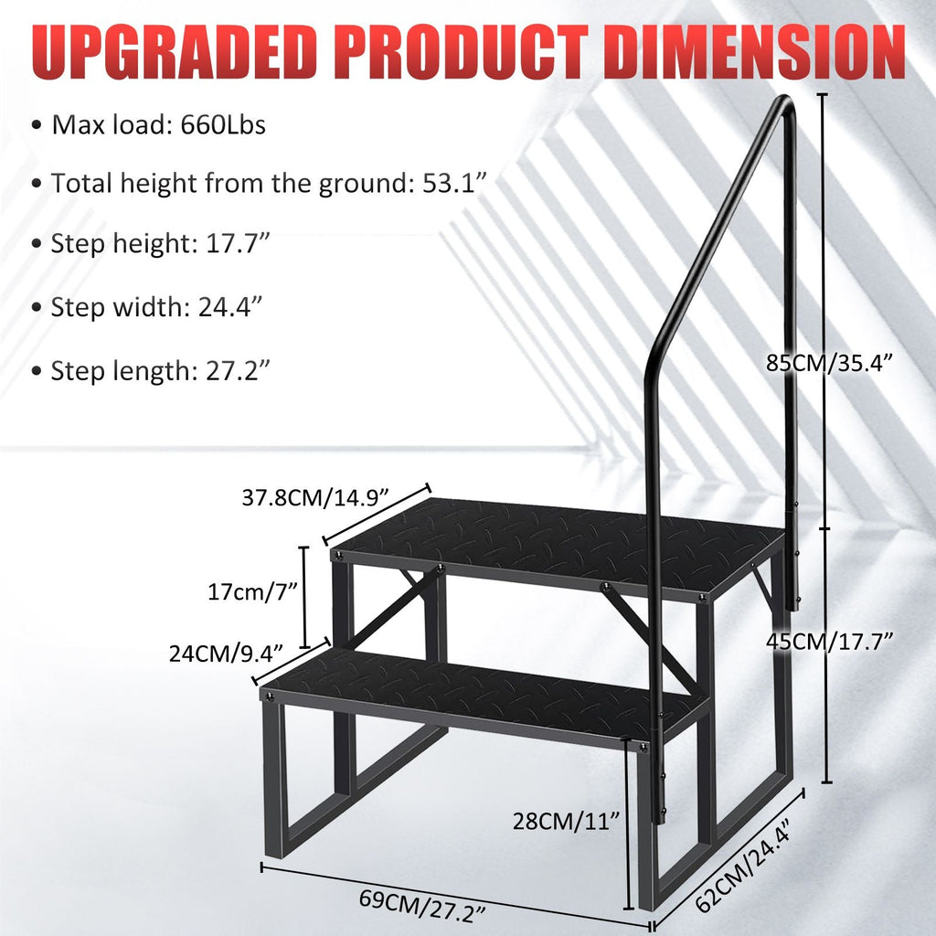 Hot Tub Steps Outdoor, RV Steps with Handrail, Portable RV Stairs 2/3/4/5 Step, Heavy Duty Truck Camper Steps Ladders for Travel Trailers, 5th Wheel, Motor Home, Spa, and Porch - Cool Brand Designs