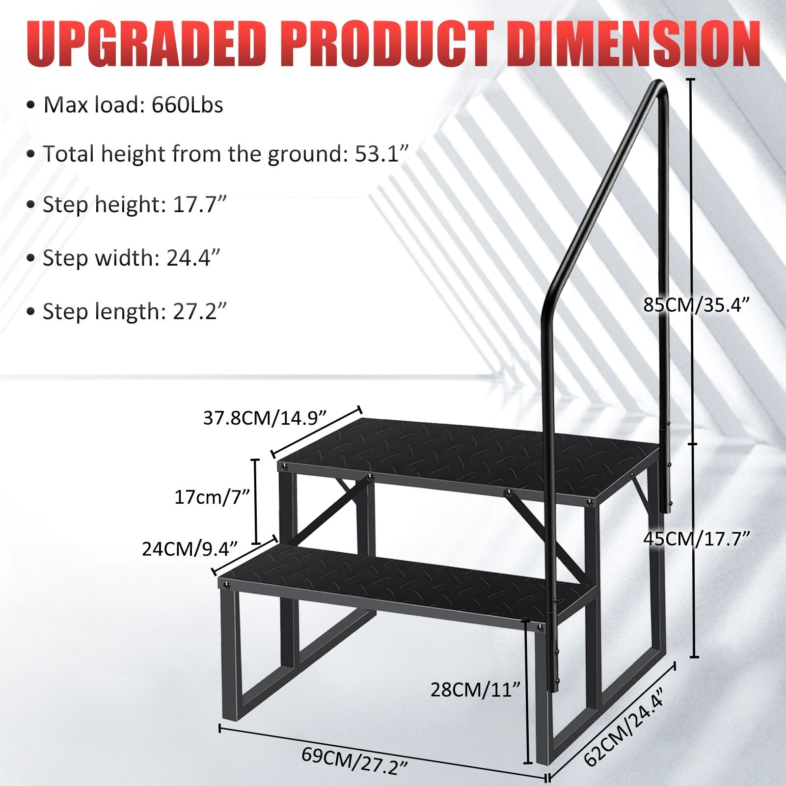 Hot Tub Steps Outdoor, RV Steps with Handrail, Portable RV Stairs 2/3/4/5 Step, Heavy Duty Truck Camper Steps Ladders for Travel Trailers, 5th Wheel, Motor Home, Spa, and Porch - Cool Brand Designs
