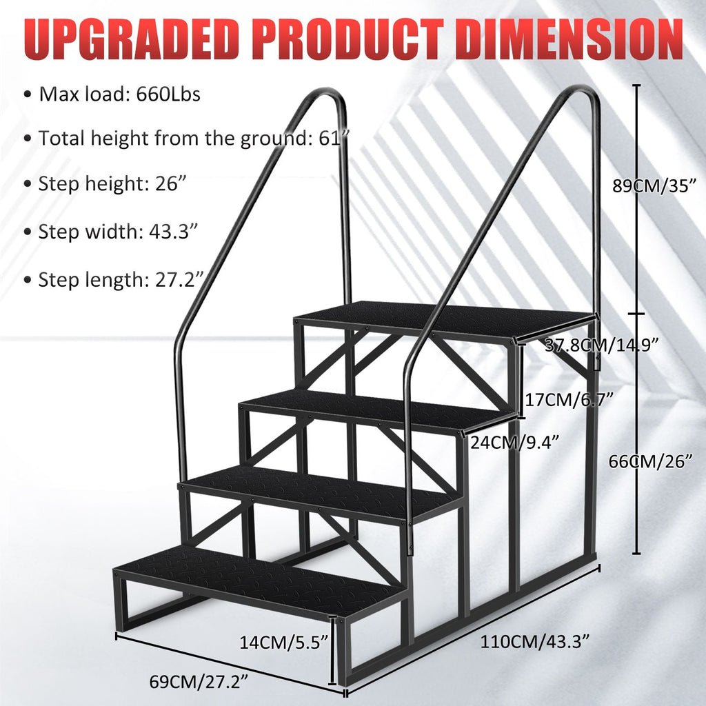 Hot Tub Steps Outdoor, RV Steps with Handrail, Portable RV Stairs 2/3/4/5 Step, Heavy Duty Truck Camper Steps Ladders for Travel Trailers, 5th Wheel, Motor Home, Spa, and Porch - Cool Brand Designs