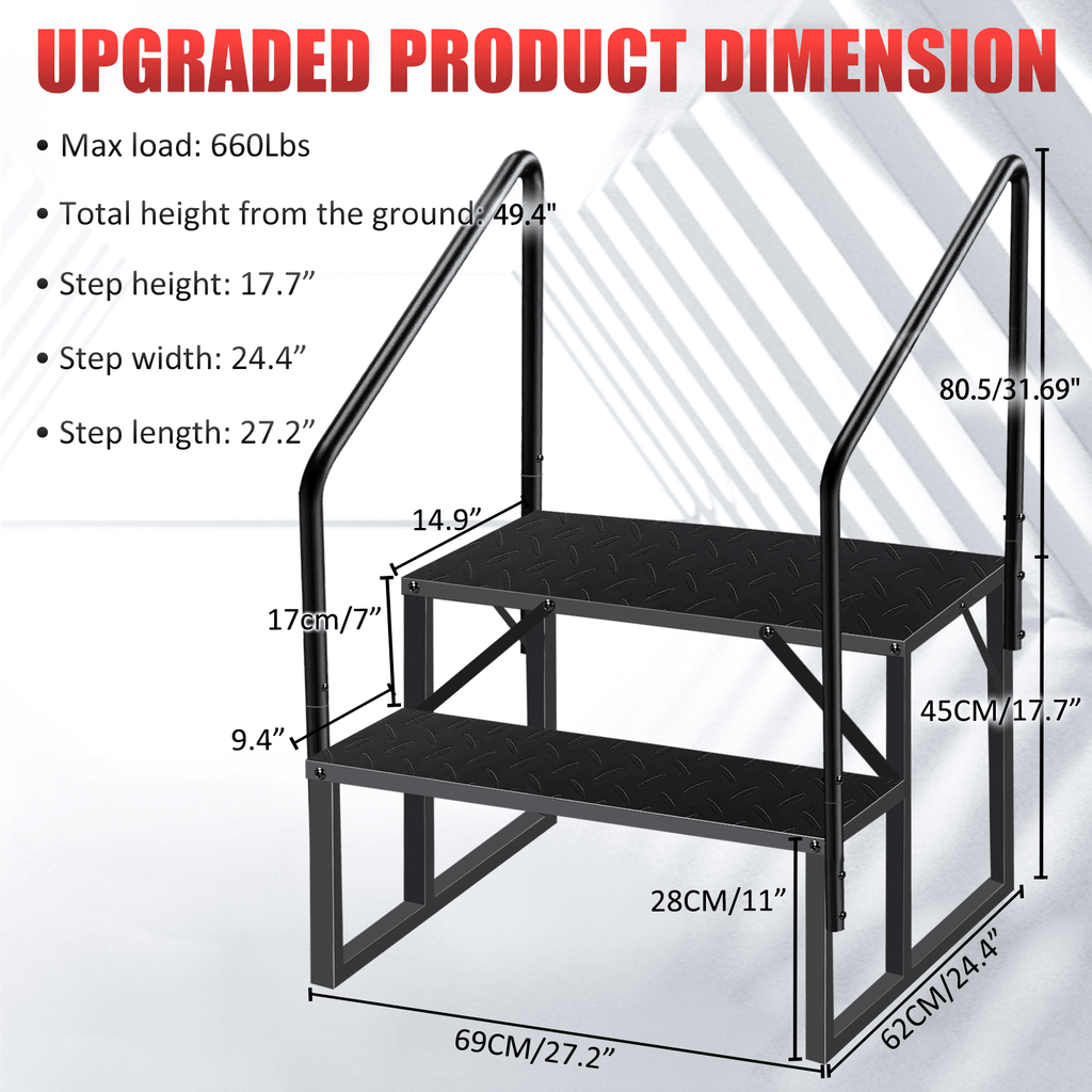 Hot Tub Steps Outdoor, RV Steps with Handrail, Portable RV Stairs 2/3/4/5 Step, Heavy Duty Truck Camper Steps Ladders for Travel Trailers, 5th Wheel, Motor Home, Spa, and Porch - Cool Brand Designs