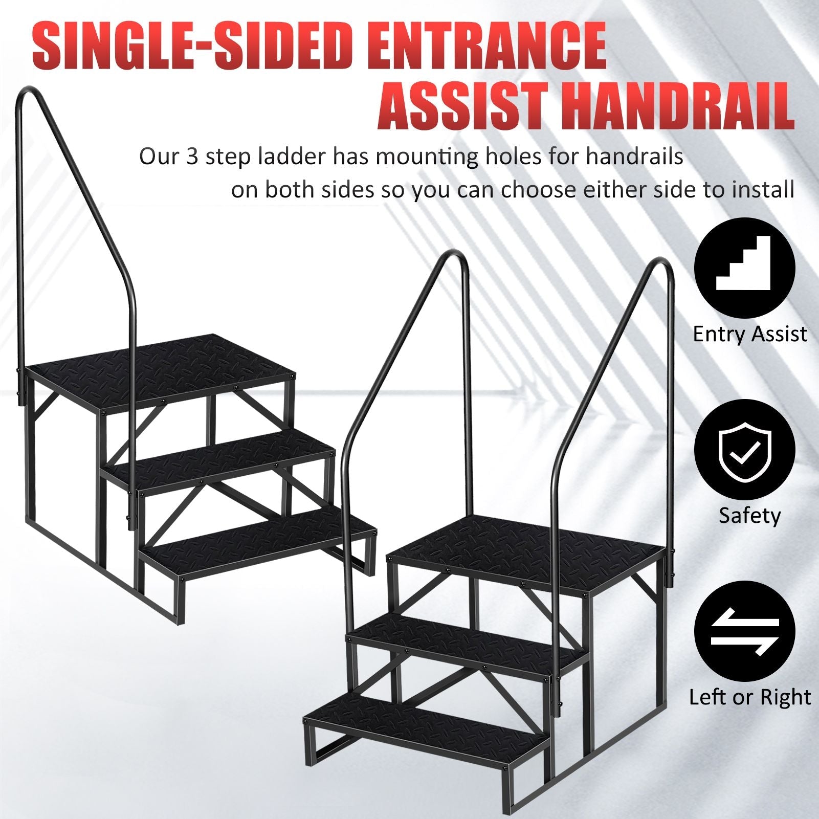 Hot Tub Steps Outdoor, RV Steps with Handrail, Portable RV Stairs 2/3/4/5 Step, Heavy Duty Truck Camper Steps Ladders for Travel Trailers, 5th Wheel, Motor Home, Spa, and Porch - Cool Brand Designs