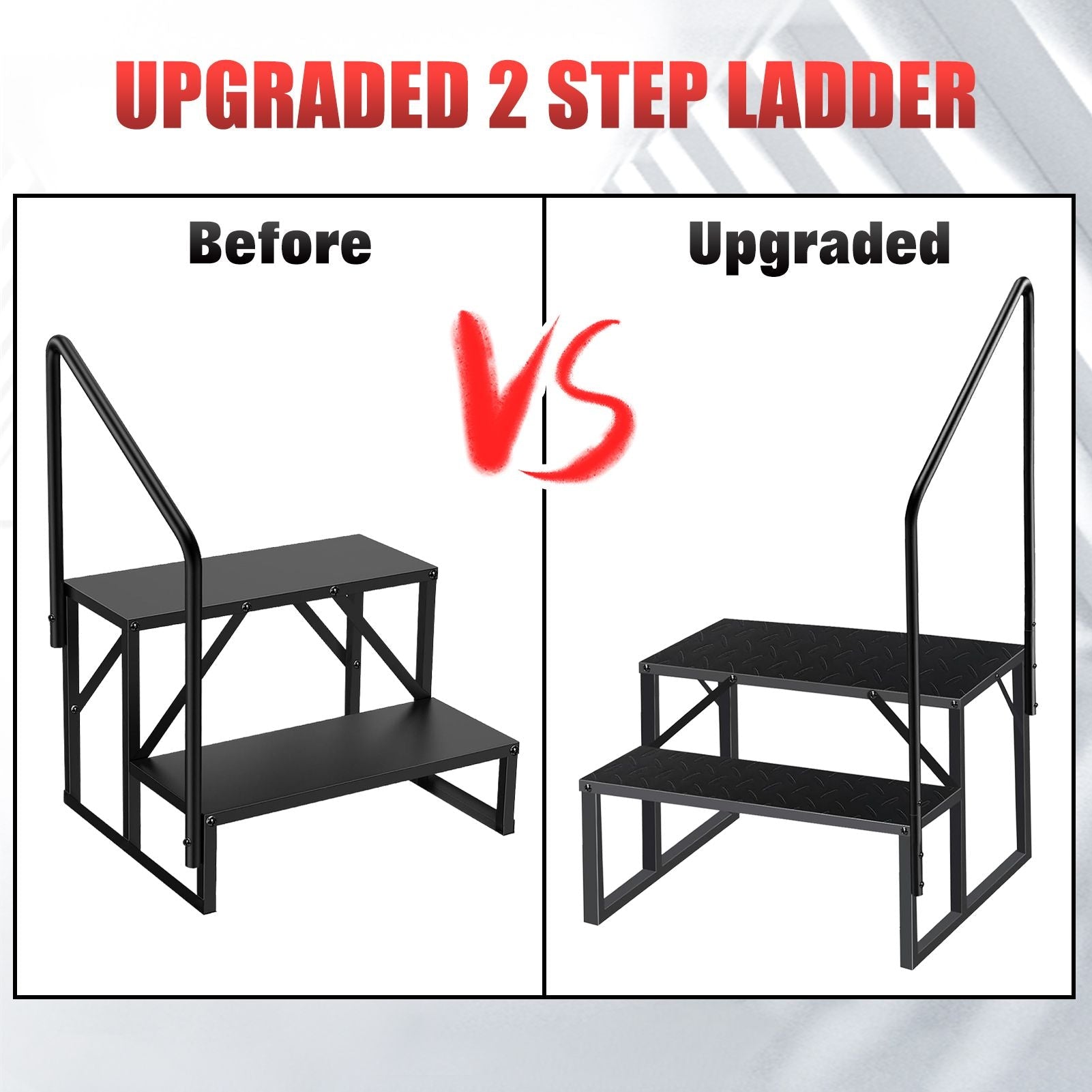 Hot Tub Steps Outdoor, RV Steps with Handrail, Portable RV Stairs 2/3/4/5 Step, Heavy Duty Truck Camper Steps Ladders for Travel Trailers, 5th Wheel, Motor Home, Spa, and Porch - Cool Brand Designs